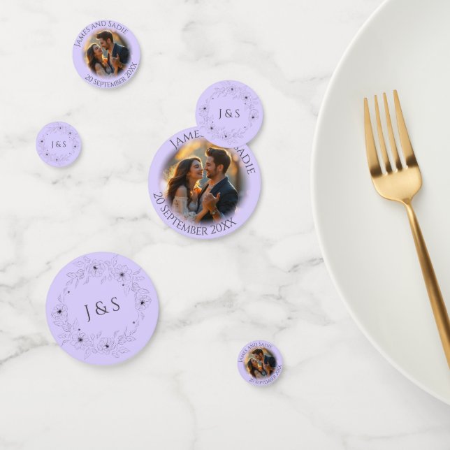 Anemone en Pale Lavender Foto Boda Confetti (Grupo)
