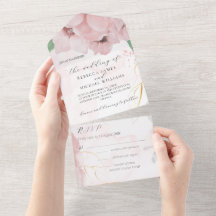 Anemone rosa todo en una invitación de matrimonio