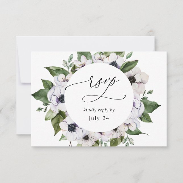 Anemone White Floral w Meal RSVP (Anverso)