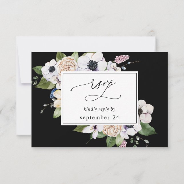 Anemone White Floral w Meal RSVP 2 - Negro (Anverso)