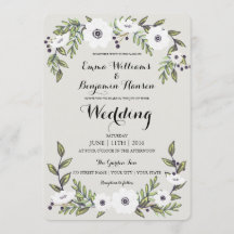 Anemones pintados - invitación a la boda floral