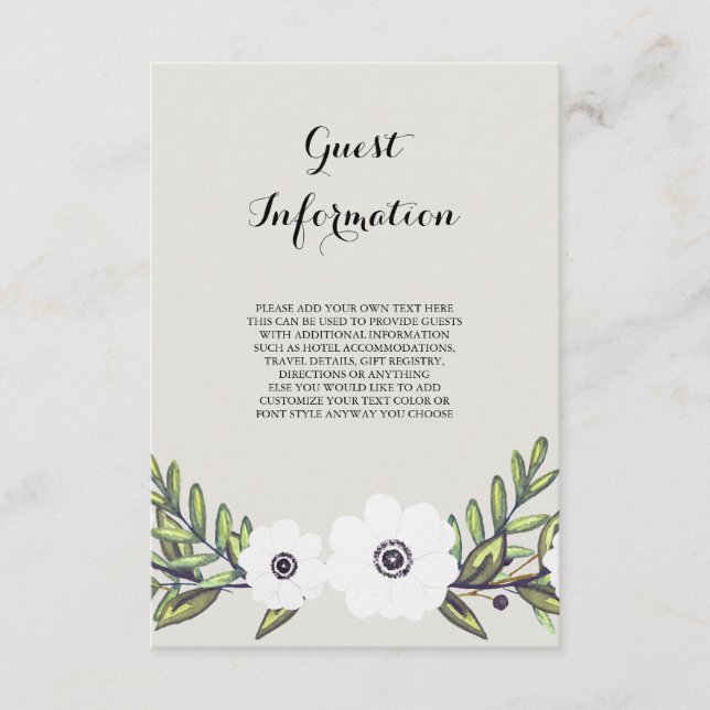 Anemones pintados - tarjeta de información (Anverso)