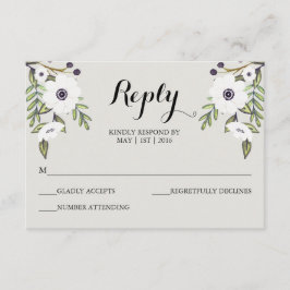 Anemones pintados - Tarjeta RSVP de boda