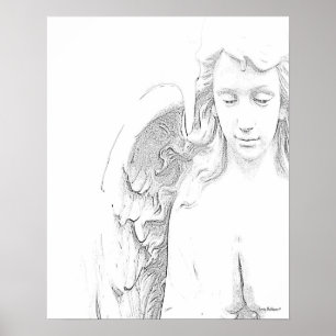 Ángel Alas Blancas Negras Arte Espiritual Pared