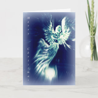 Ángel azul de la plata cristiana de la tarjeta de