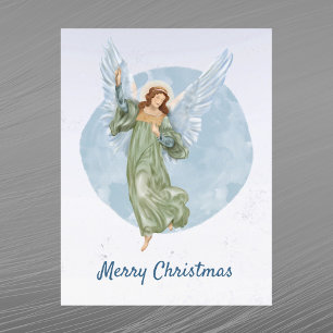Angel azul de Navidad en acuarela