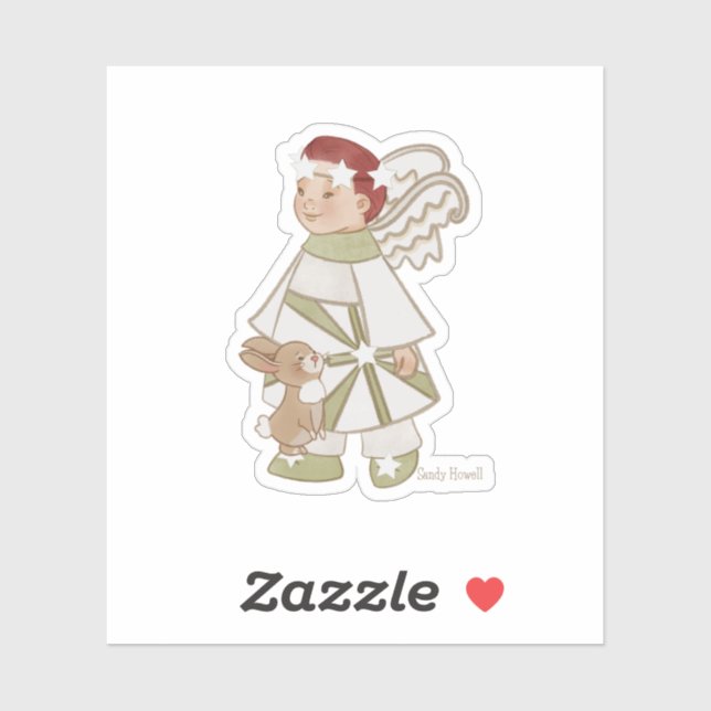 Angel Boy and Bunny Pegatina (Hoja)