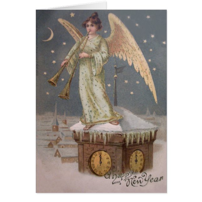 Angel Cherub Horn Clock Tower Moon Stars (Frente)