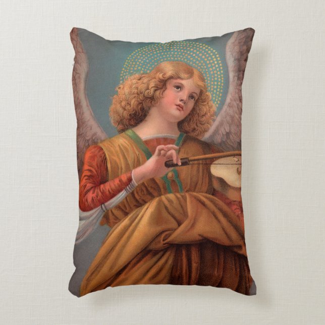 Ángel con almohada rectangular de violín (Frente (Vertical))
