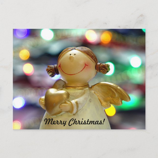 Ángel con corazón personaliza postal (Anverso)