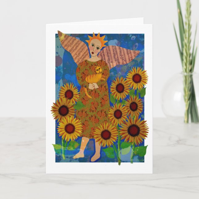 Ángel con gato y girasoles de Tabby (Anverso)