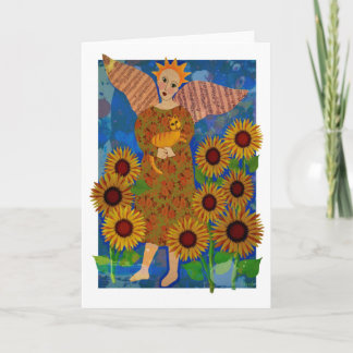 Ángel con gato y girasoles de Tabby