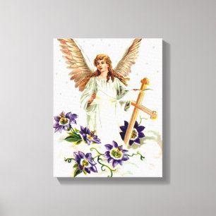 Ángel Con Impresión De Flores Cruzadas Y Clematis