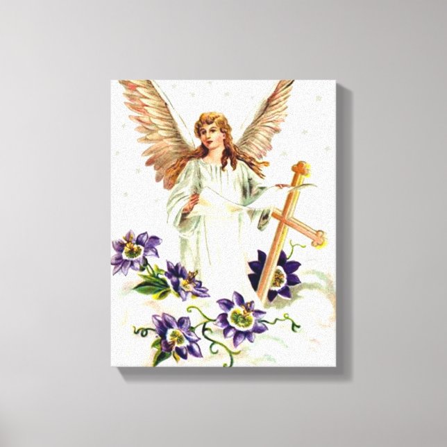 Ángel Con Impresión De Flores Cruzadas Y Clematis (Anverso)