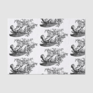 Ángel Con Papel De Tejido De Arpa Y Flora