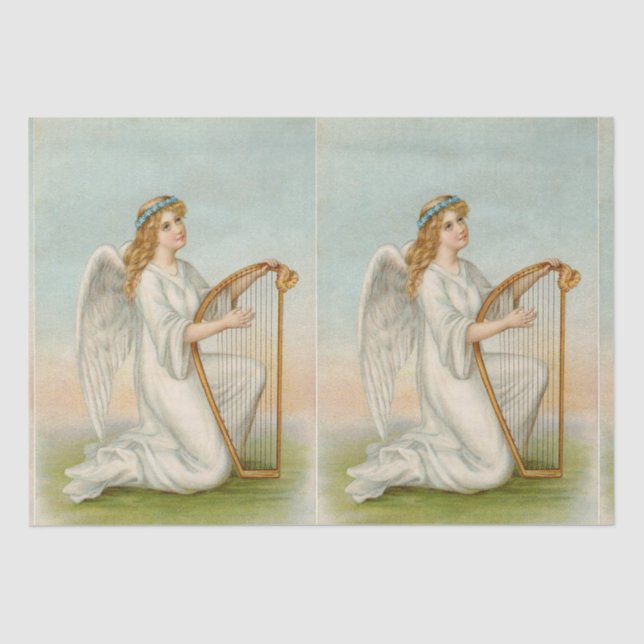 Ángel con papel de tejidos de arpa (Anverso)