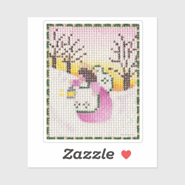 Ángel con Pegatina de linterna (Hoja)