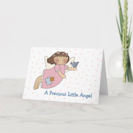Angel con tarjeta de felicitación para bebé de ave
