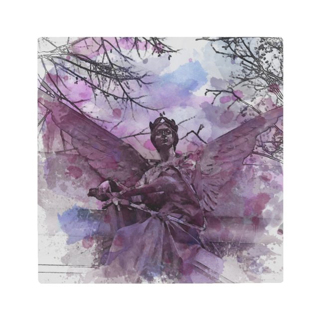 Ángel De Arte De Muro metalizado Abierto Alas Y Es (Anverso)