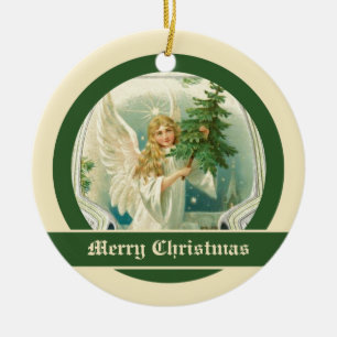 Ángel de época con adornos de árboles de Navidad
