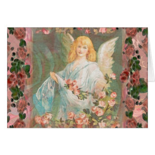 Ángel de guarda con los rosas rosados