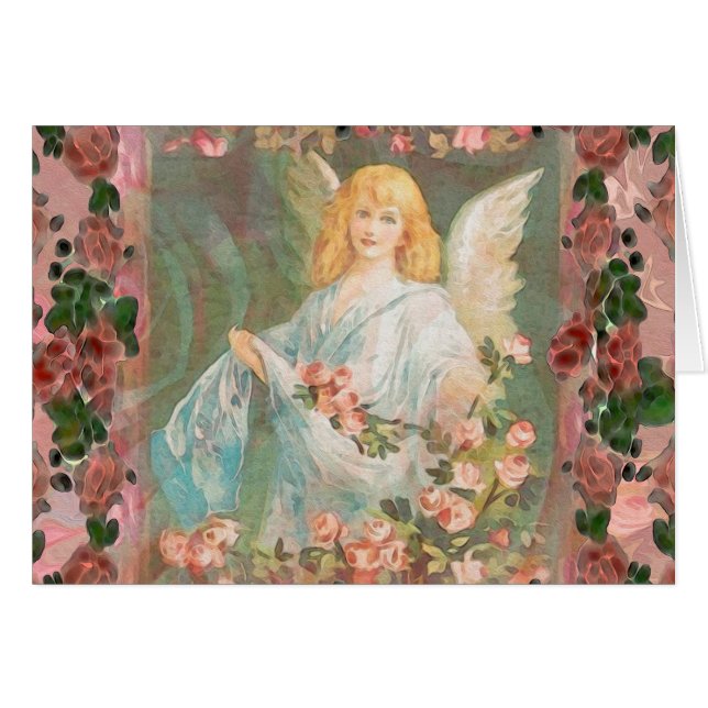 Ángel de guarda con los rosas rosados (Anverso (Horizontal))