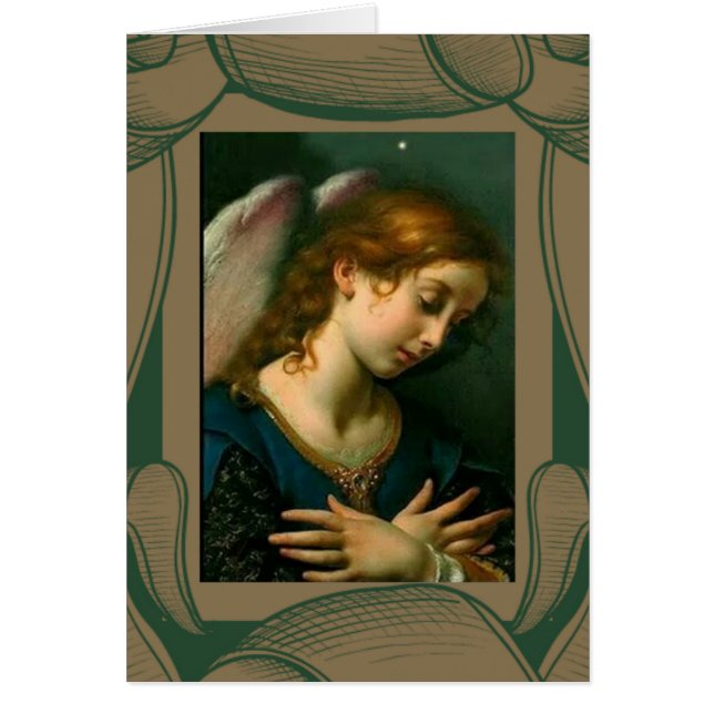 Ángel de guarda con oro y la frontera verde (Frente)