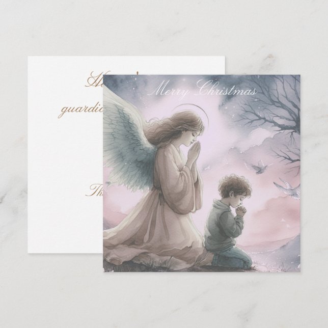 Ángel de la guarda y niños rezando juntos (Anverso / Reverso)