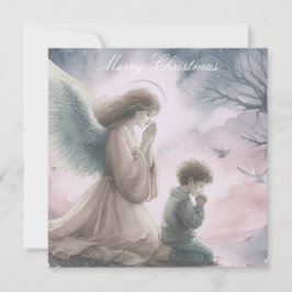 Ángel de la guarda y niños rezando juntos