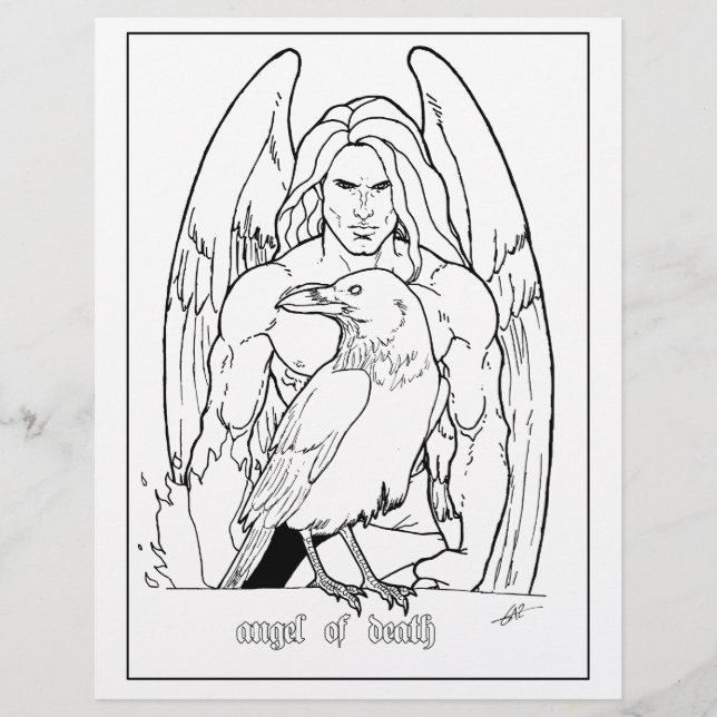 Ángel de la muerte - página de colorear. (Anverso)