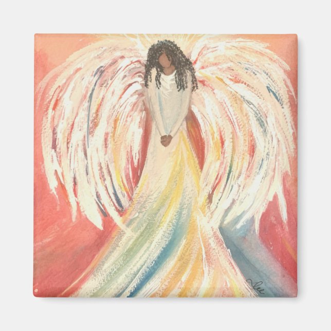 Ángel de la oración 2 pulgadas de imán cuadrado (Frente)