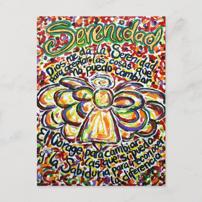 Ángel de la oración de serenidad Pintura Tarjetas  (Anverso)