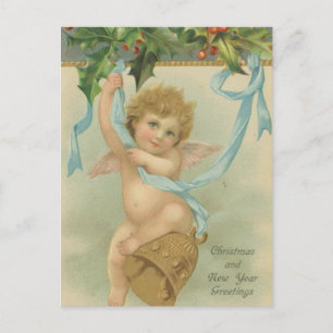 Ángel de Navidad de época colgando de Holly