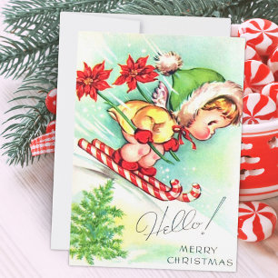 Ángel de Navidad Retro Vintage Esquí 