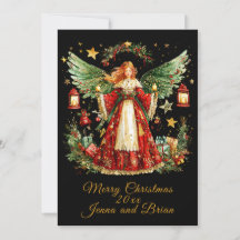 Ángel de Navidad tarjeta plana personalizada de va