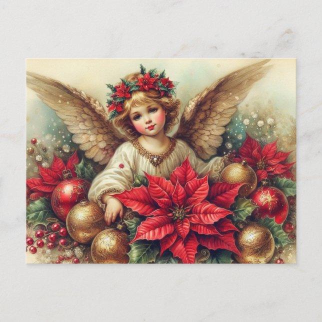 Ángel de Navidad vintage con ornamentos (Anverso)