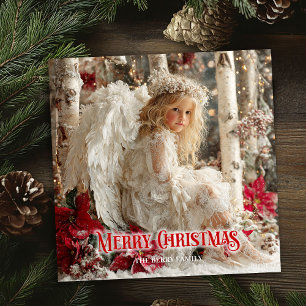 Ángel de Navidad vintage rojo blanco dorado de tem