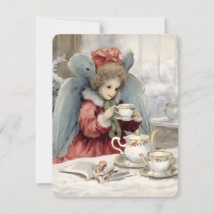 ángel de navidad vintage toma té