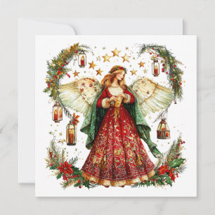 Ángel de Navidad y estrellas nocturnas