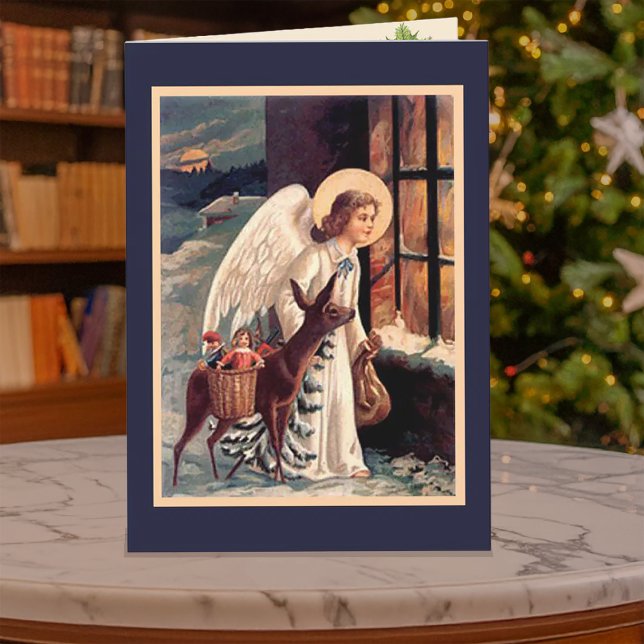 Angel de navidades con tarjeta de ciervo (Subido por el creador)