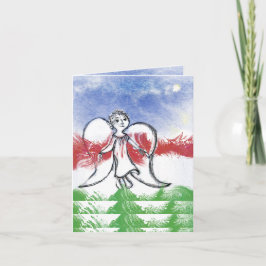 ángel de navidades con tarjeta de saludo de vacaci