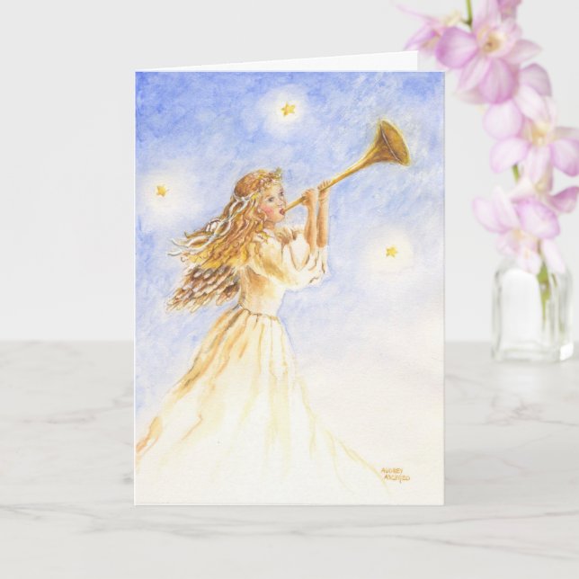 Ángel de Navidades cristianos con tarjeta de salud (Orquídea)