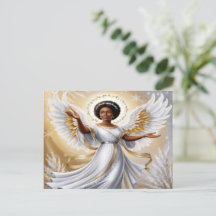 Ángel de Navidades negros en postal de oro