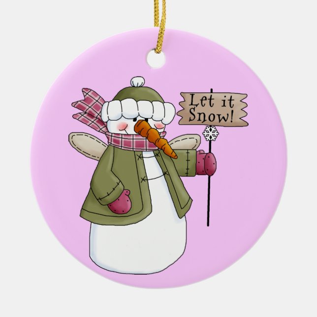 Ángel de nieve déjalo ornamento de nieve (Frente)