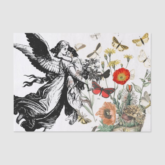 ÁNGEL DE Papel Tejido CON FLORES (Anverso)