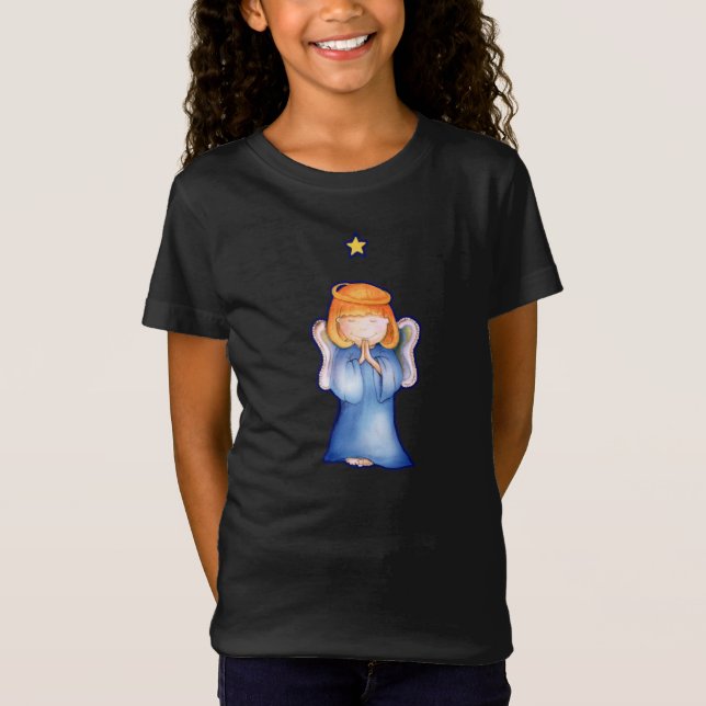 Ángel de paz chica camiseta de Navidades azules (Anverso)