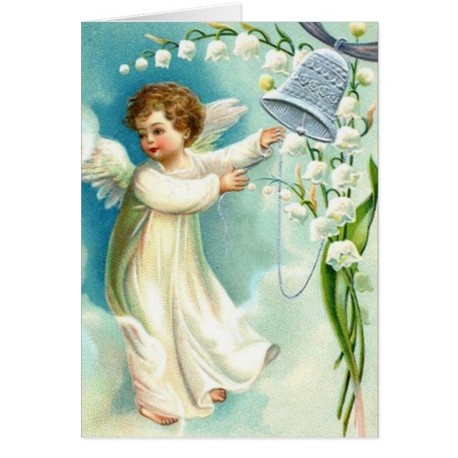 Ángel del bebé con una Campana Azul (Frente)