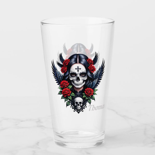 Ángel del cráneo de azúcar con Rosas. (Anverso)