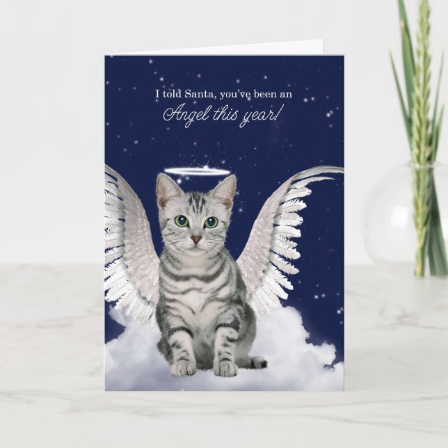 Ángel del gato de Tabby para vacaciones de Navidad (Anverso)