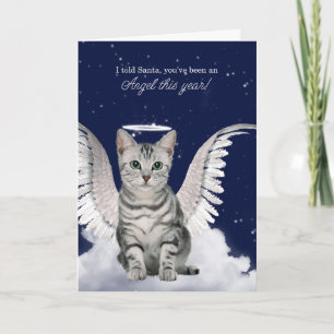 Ángel del gato de Tabby para vacaciones de Navidad